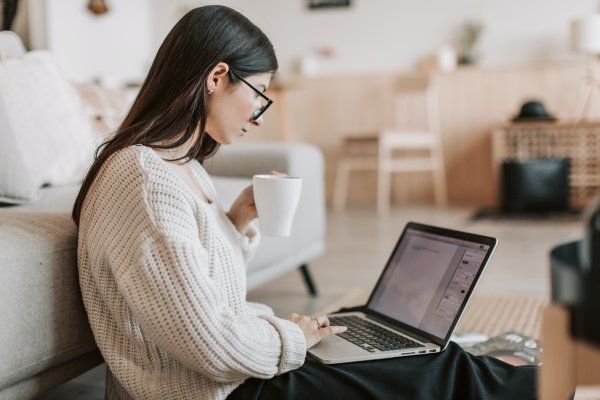 Woman updating a computer drivers